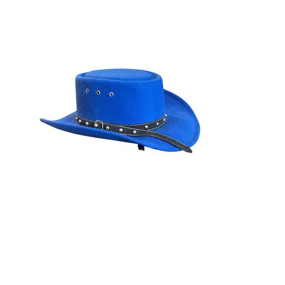 Electric Blue Felt Western‎ Hat - Studded Band Western Express Inc - Picture 6 of 7